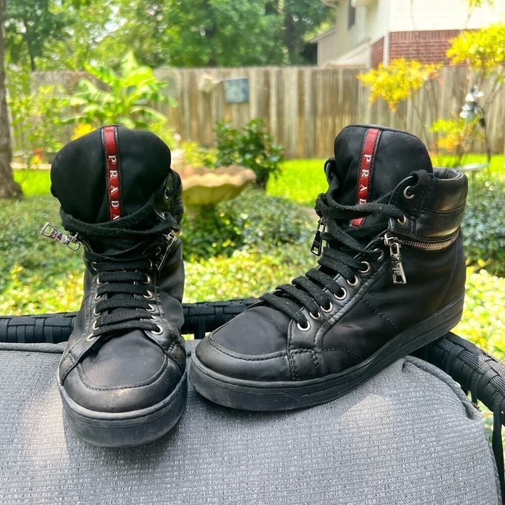 ▶️ Prada ◀️ Women’s High Trainer Sneakers. Size 38 - Picture 2 of 14